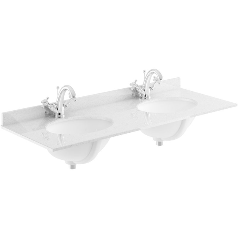 Bayswater Grey 1200mm Double Bowl 1 Tap Hole Marble Top