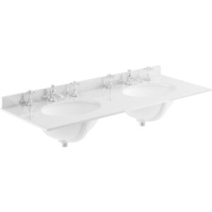 Bayswater Grey 1200mm Double Bowl 3 Tap Hole Marble Top