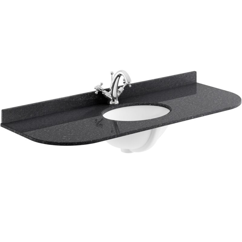 Bayswater Black 1200mm Single Bowl 1 Tap Hole Curved Marble Top