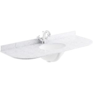 Bayswater White 1200mm Single Bowl 1 Tap Hole Curved Marble Top