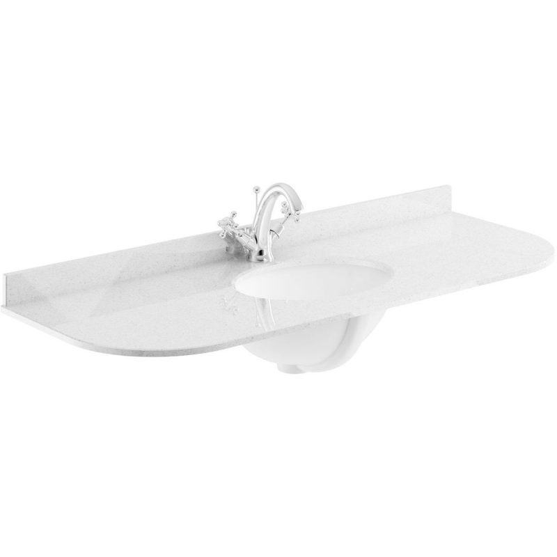 Bayswater Grey 1200mm Single Bowl 1 Tap Hole Curved Marble Top