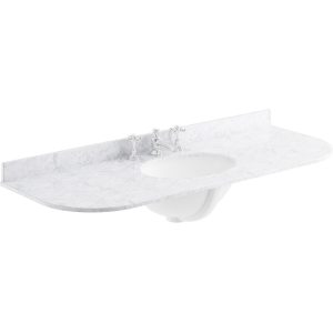 Bayswater White 1200mm Single Bowl 3 Tap Hole Curved Marble Top