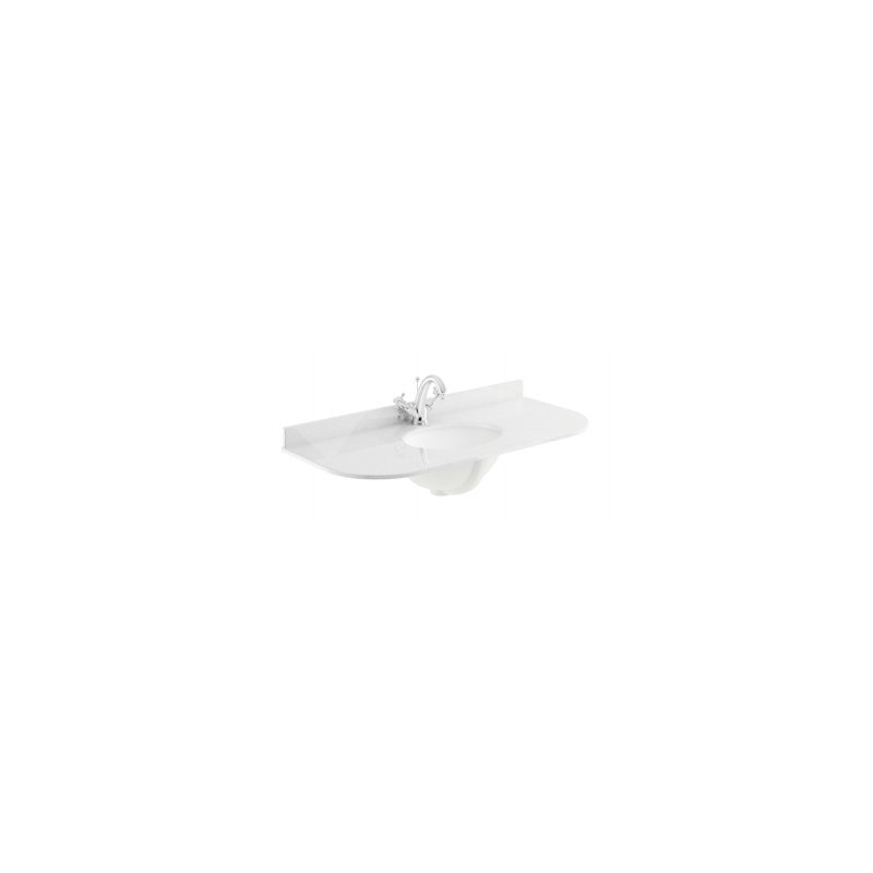 Bayswater 1000mm Single Bowl Curved 1 Hole White Marble Top