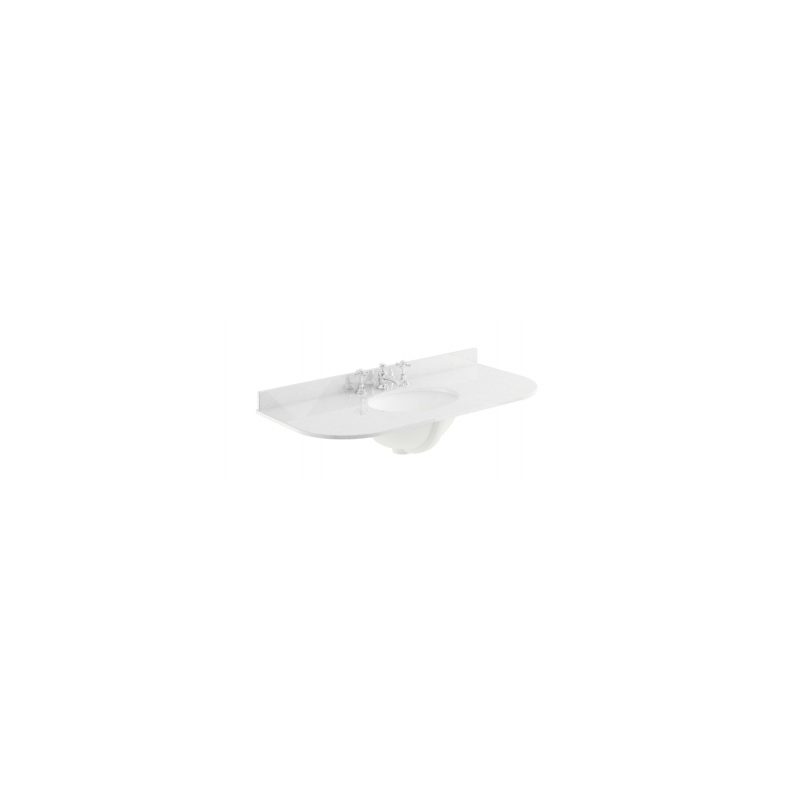 Bayswater 1000mm Single Bowl Curved 3 Hole White Marble Top