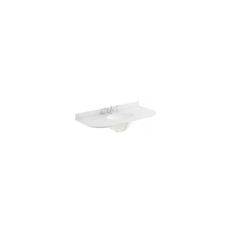 Bayswater 1000mm Single Bowl Curved 3 Hole White Marble Top Bayswater 1000mm Single Bowl Curved 3 Hole White Marble Top
