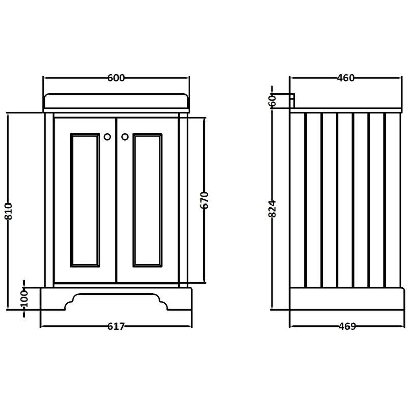Bayswater Plummett Grey 600mm 2 Door Basin Cabinet