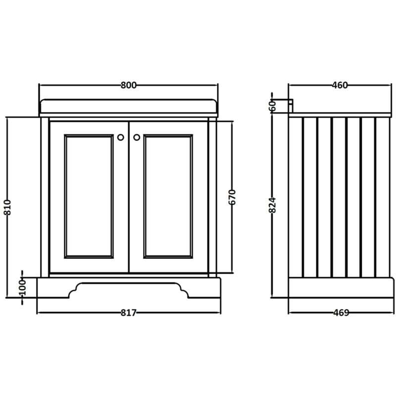 Bayswater Pointing White 800mm 2 Door Basin Cabinet