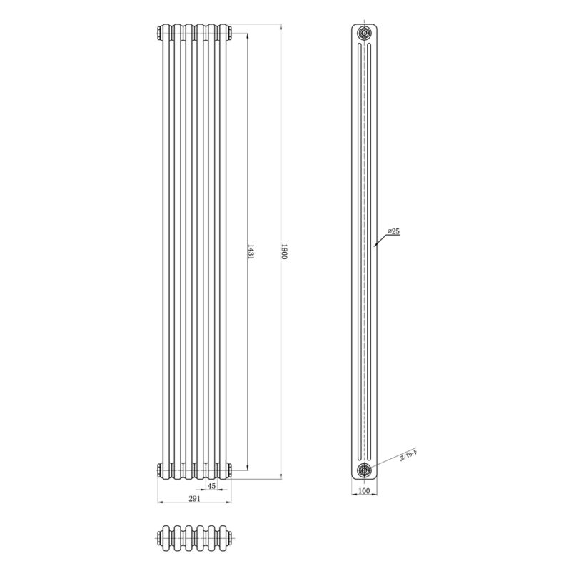 Bayswater Nelson Triple Radiator 1800 x 291mm