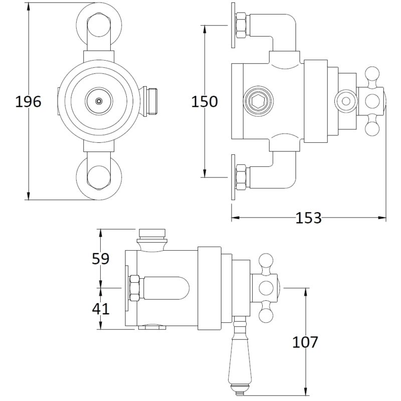 Bayswater Dual Thermostatic Exposed Valve with White Indices