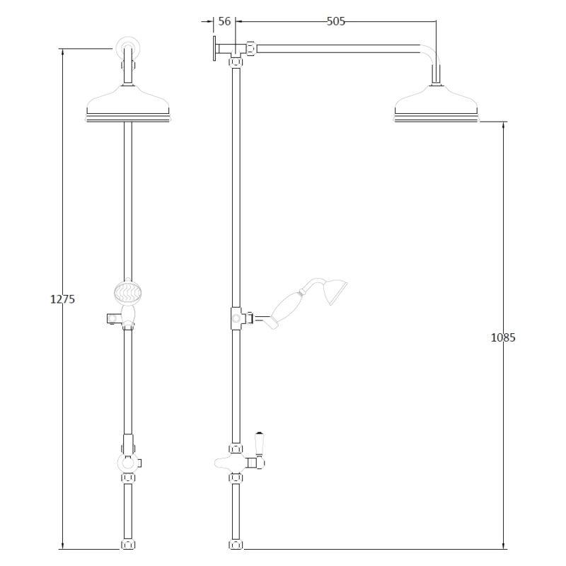 Bayswater Grand Rigid Riser Kit with Black Ceramic Handset