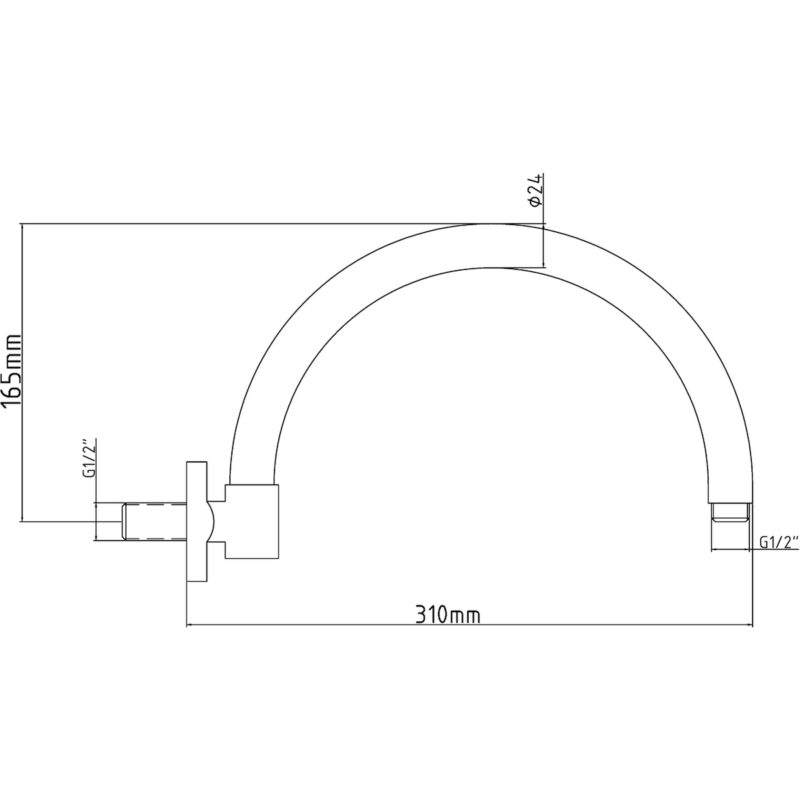 Bayswater Wall Mounted Curved Shower Arm