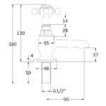 Bayswater White Basin Taps with Crosshead & Hex Collar