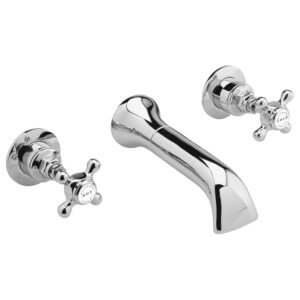 Bayswater White Wall Bath Filler with Crosshead & Hex Collar