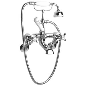 Bayswater White Wall Bath Shower Mixer, Crosshead & Hex Collar
