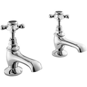Bayswater Black Basin Taps with Crosshead & Hex Collar