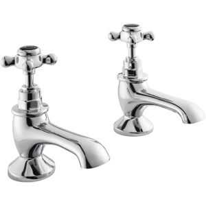 Bayswater Black Bath Taps with Crosshead & Hex Collar