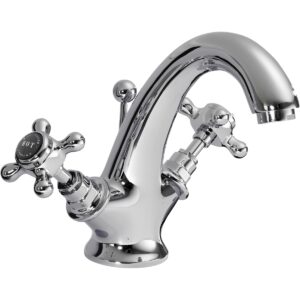 Bayswater Black Mono Basin Mixer with Crosshead & Hex Collar