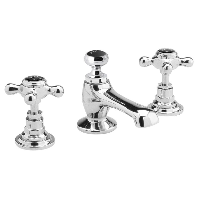 Bayswater Black 3 Hole Basin Mixer with Crosshead & Hex Collar Bayswater Black 3 Hole Basin Mixer with Crosshead & Hex Collar