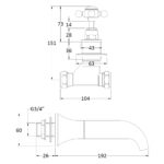 Bayswater Black Wall Bath Filler Tap with Crosshead Handles & Hex Collar