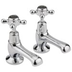 Bayswater Black Basin Taps with Crosshead & Dome Collar