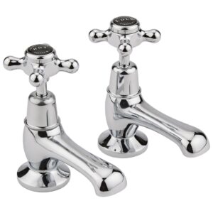 Bayswater Black Basin Taps with Crosshead & Dome Collar
