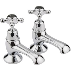 Bayswater Black Bath Taps with Crosshead & Dome Collar