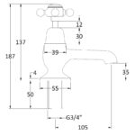 Bayswater Black Bath Taps with Crosshead & Dome Collar