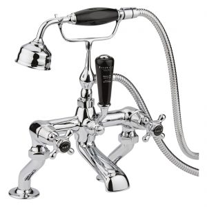 Bayswater Black Bath Shower Mixer with Crosshead & Dome Collar