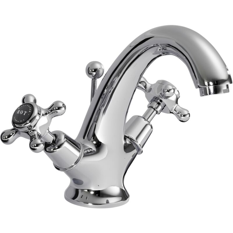 Bayswater Basin Mixer with Crosshead Handles & Dome Collar Bayswater Basin Mixer with Crosshead Handles & Dome Collar