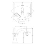 Bayswater Basin Mixer with Crosshead Handles & Dome Collar