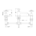 Bayswater Black 3 Hole Basin Mixer with Crosshead & Dome Collar