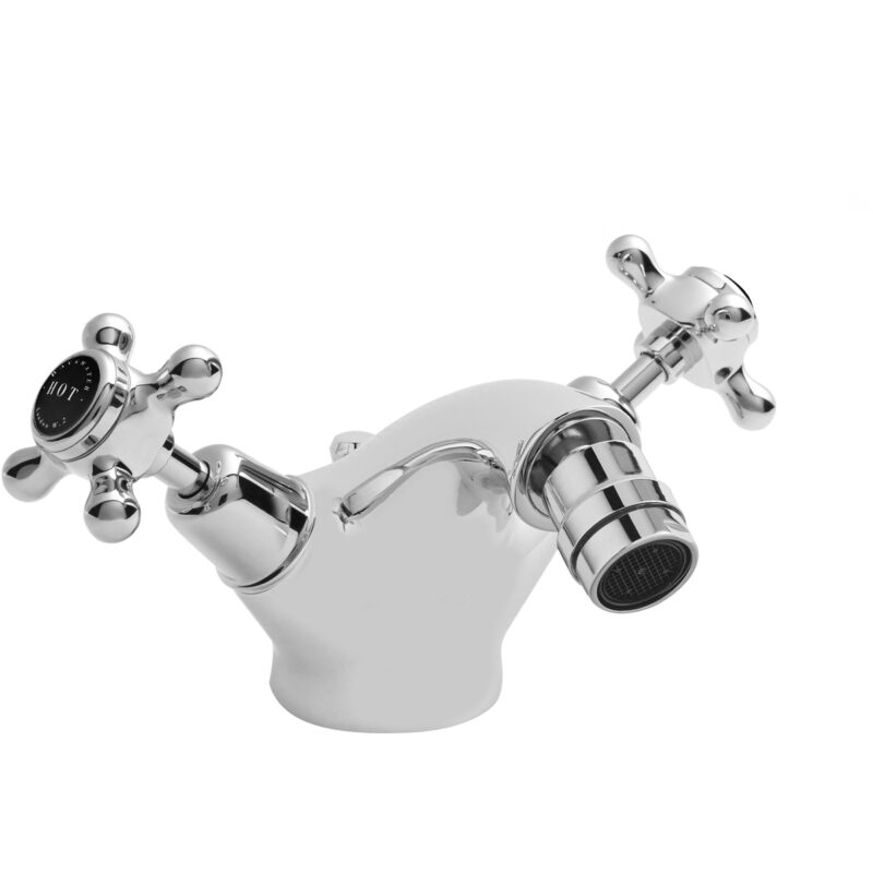 Bayswater Black Mono Bidet Mixer with Crosshead & Dome Collar