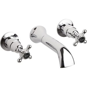 Bayswater Black Wall Bath Filler with Crosshead & Dome Collar