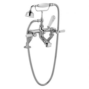 Bayswater White Bath Shower Mixer with Lever & Dome Collar