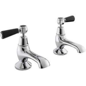 Bayswater Black Bath Taps with Lever & Dome Collar