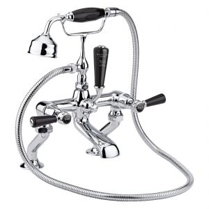 Bayswater Black Bath Shower Mixer with Lever & Dome Collar