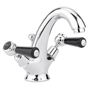 Bayswater Black Mono Basin Mixer with Lever & Dome Collar