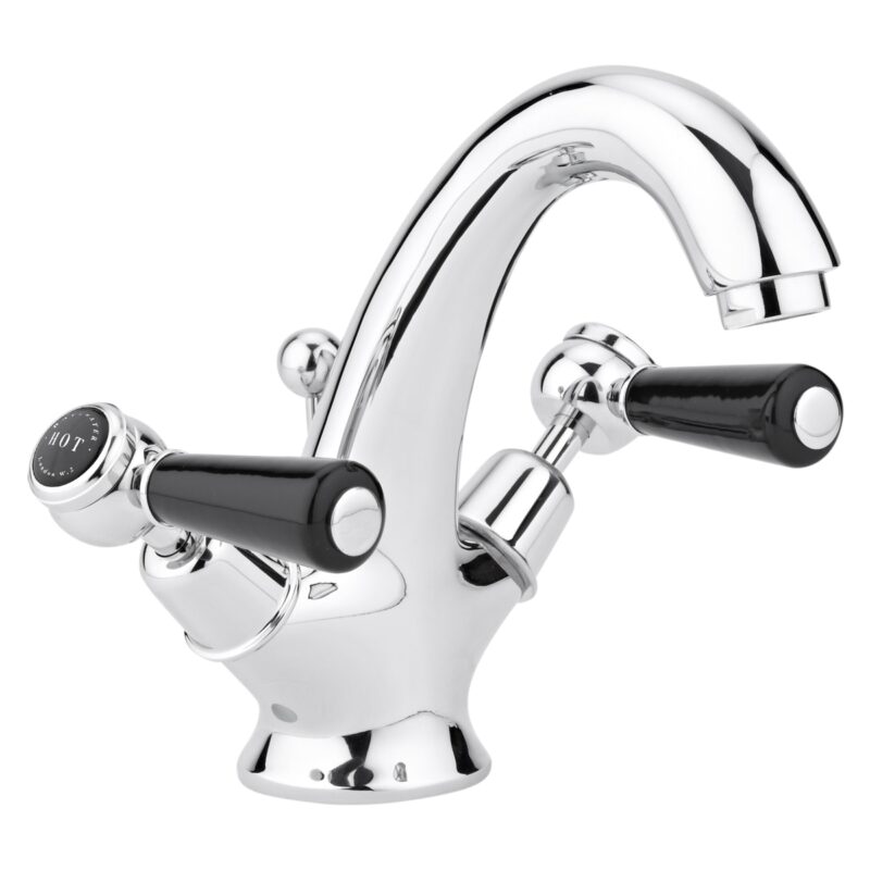 Bayswater Black Mono Basin Mixer with Lever & Dome Collar Bayswater Black Mono Basin Mixer with Lever & Dome Collar