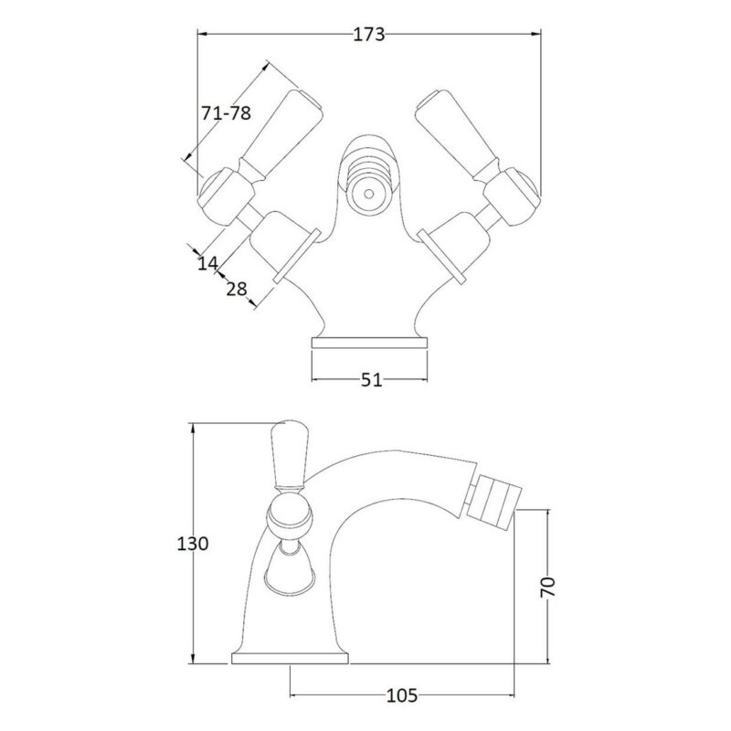 Bayswater Black Mono Bidet Mixer with Lever & Dome Collar