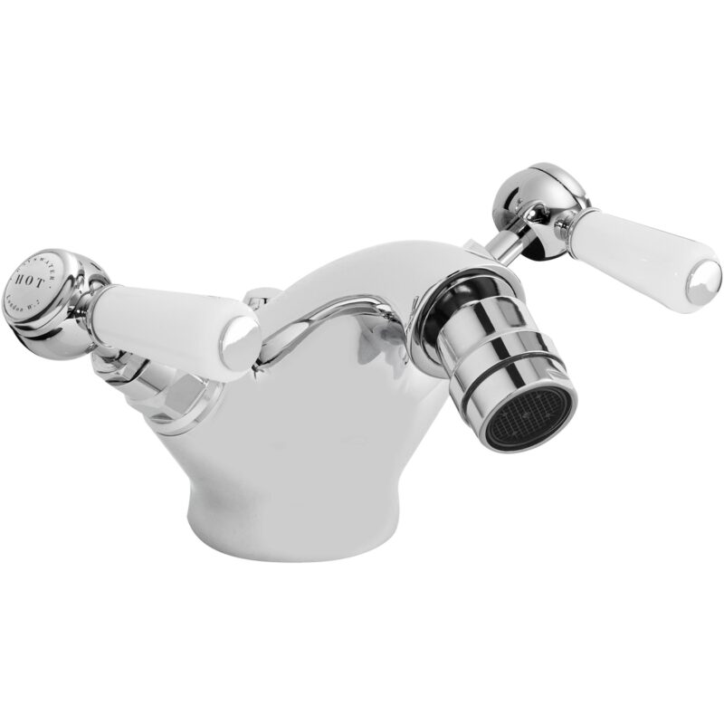 Bayswater White Mono Bidet Mixer with Lever & Hex Collar Bayswater White Mono Bidet Mixer with Lever & Hex Collar