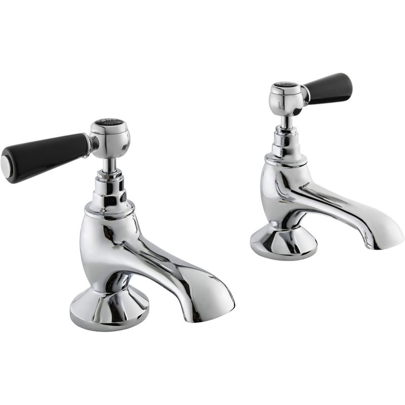 Bayswater Black Bath Taps with Lever & Hex Collar