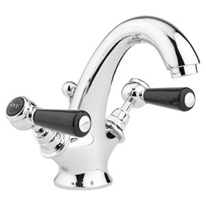 Bayswater Black Mono Basin Mixer with Lever & Hex Collar