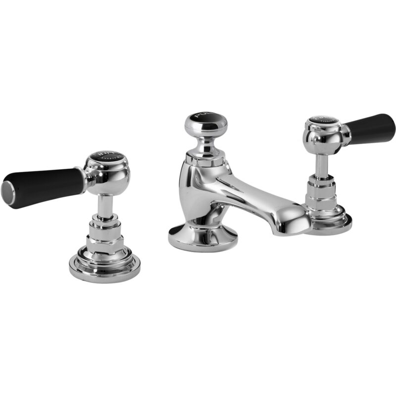Bayswater Black 3 Hole Basin Mixer with Lever & Hex Collar Bayswater Black 3 Hole Basin Mixer with Lever & Hex Collar