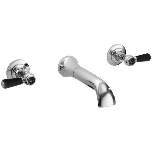 Bayswater Black Wall Bath Filler with Lever & Hex Collar