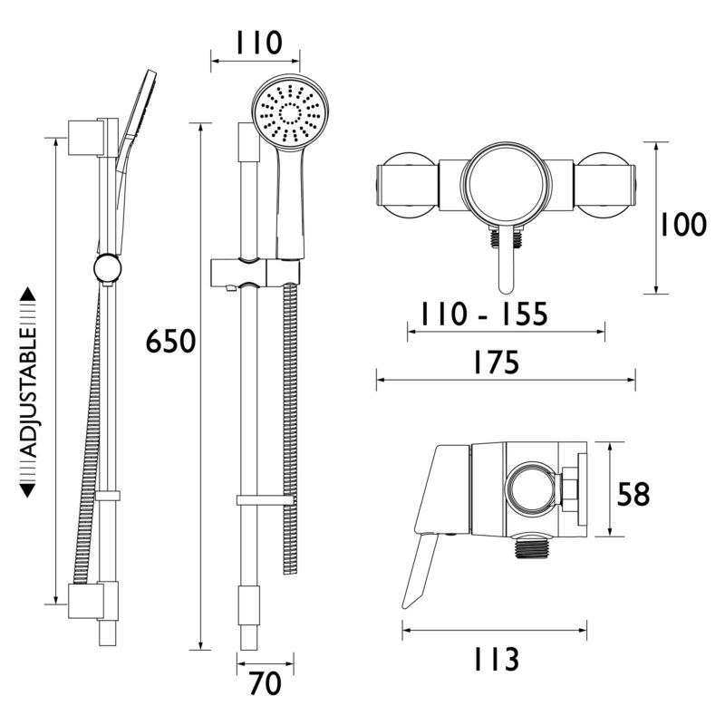 Bristan Acute Exposed Mini Valve Shower Set