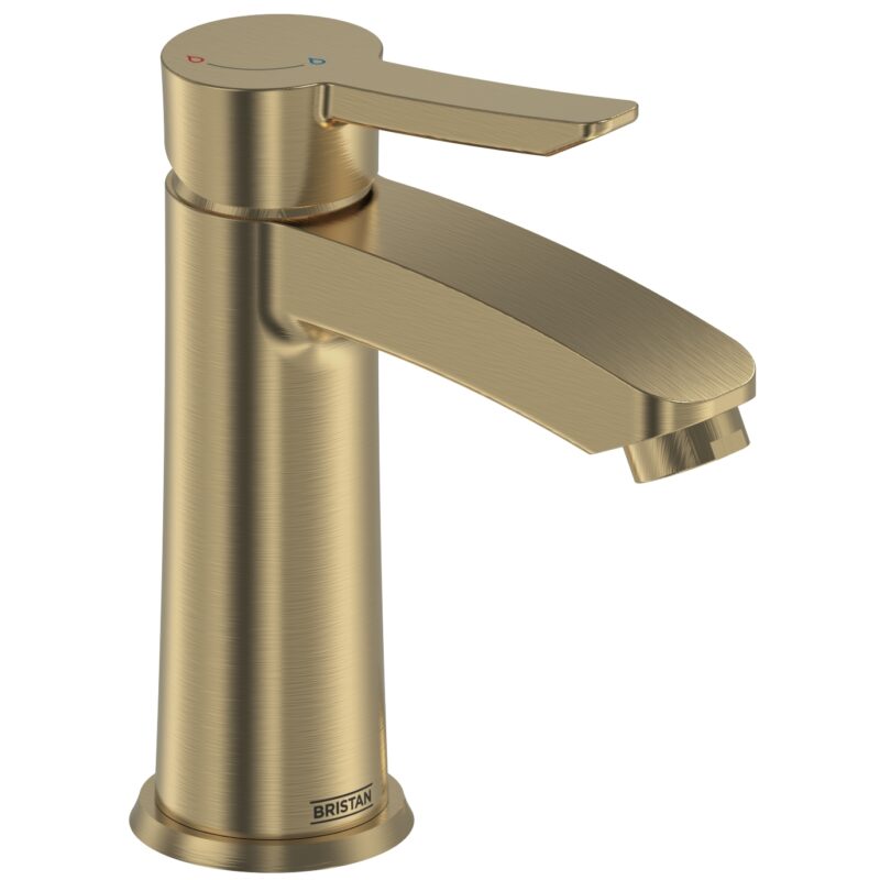 Bristan Apelo Eco Start Basin Mixer with Clicker Waste Brushed Brass Bristan Apelo Eco Start Basin Mixer with Clicker Waste Brushed Brass