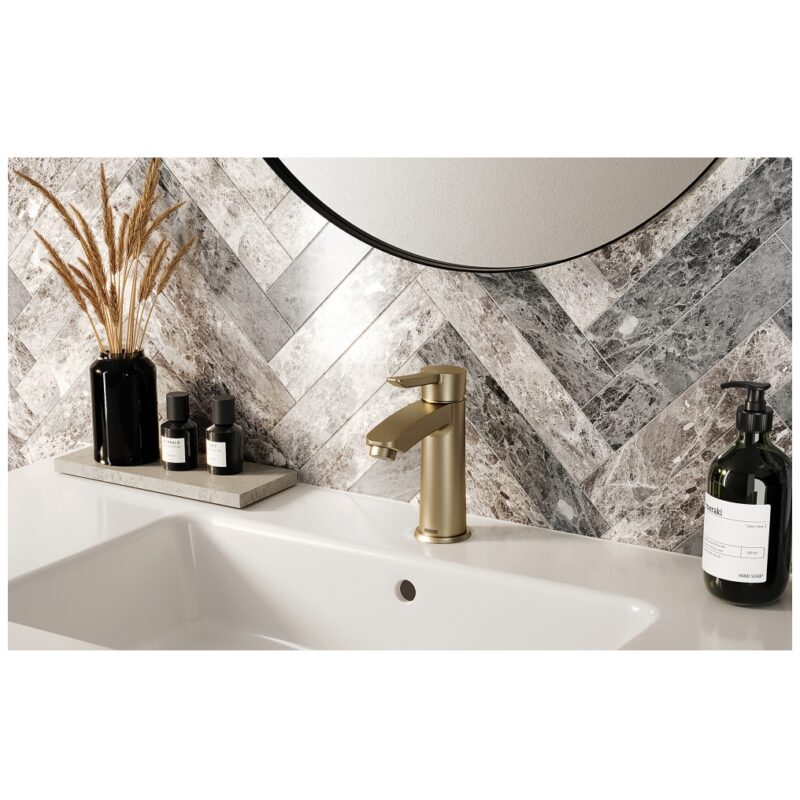 Bristan Apelo Eco Start Basin Mixer with Clicker Waste Brushed Brass