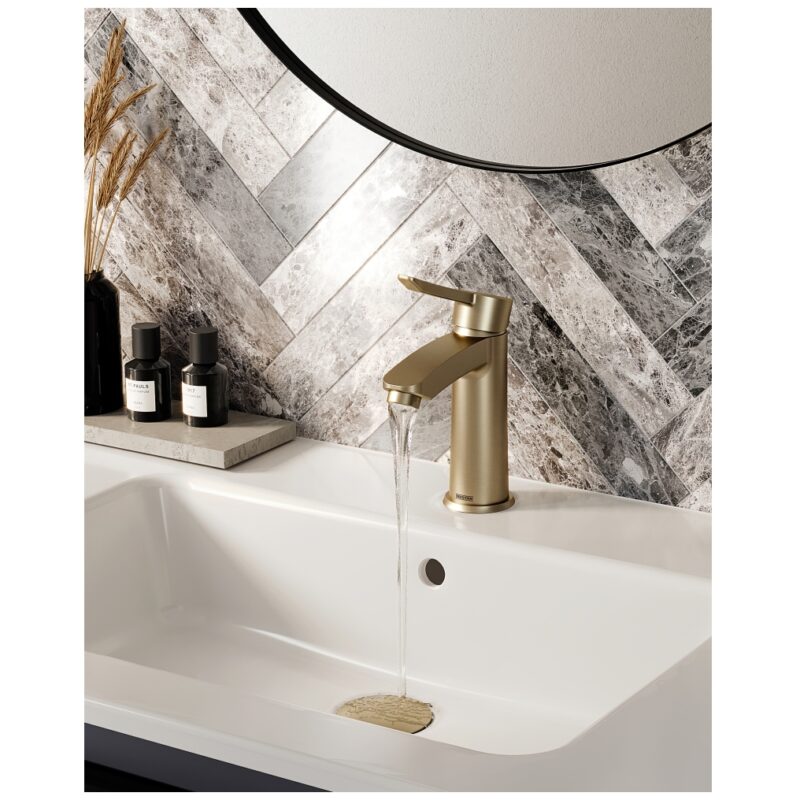 Bristan Apelo Eco Start Basin Mixer with Clicker Waste Brushed Brass