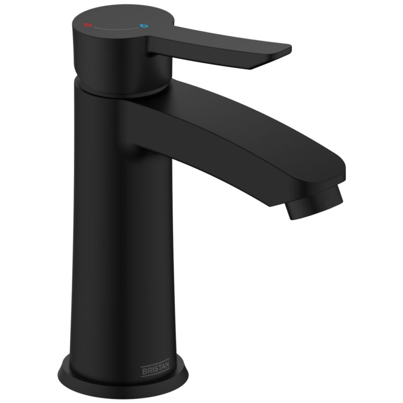 Bristan Apelo Eco Start Basin Mixer with Clicker Waste Black Bristan Apelo Eco Start Basin Mixer with Clicker Waste Black