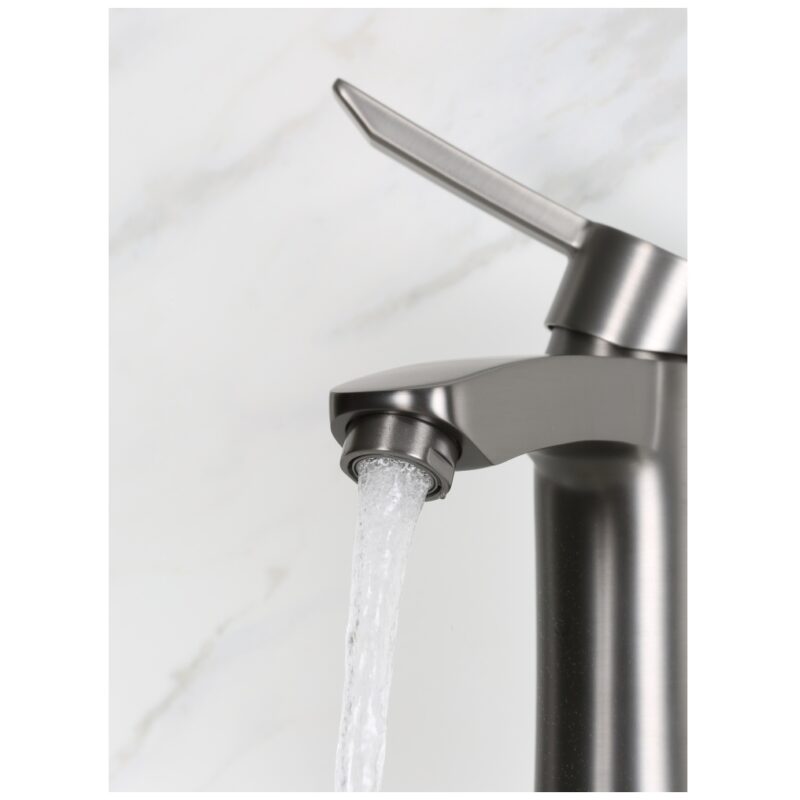 Bristan Apelo Eco Start Basin Mixer with Clicker Waste Gun Metal Grey